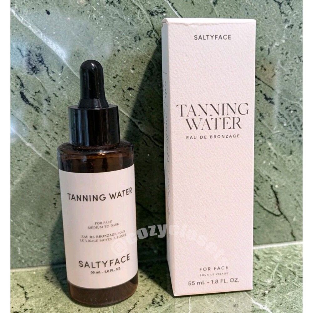 SALTYFACE Tanning Face Self Tanner Drops Water MEDIUM to DARK Sunless Glow 55ml
